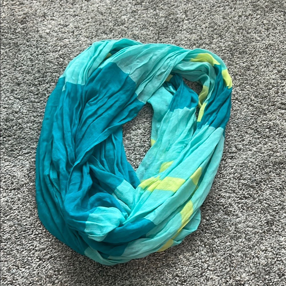 Teal and Yellow Infinity Scarf
